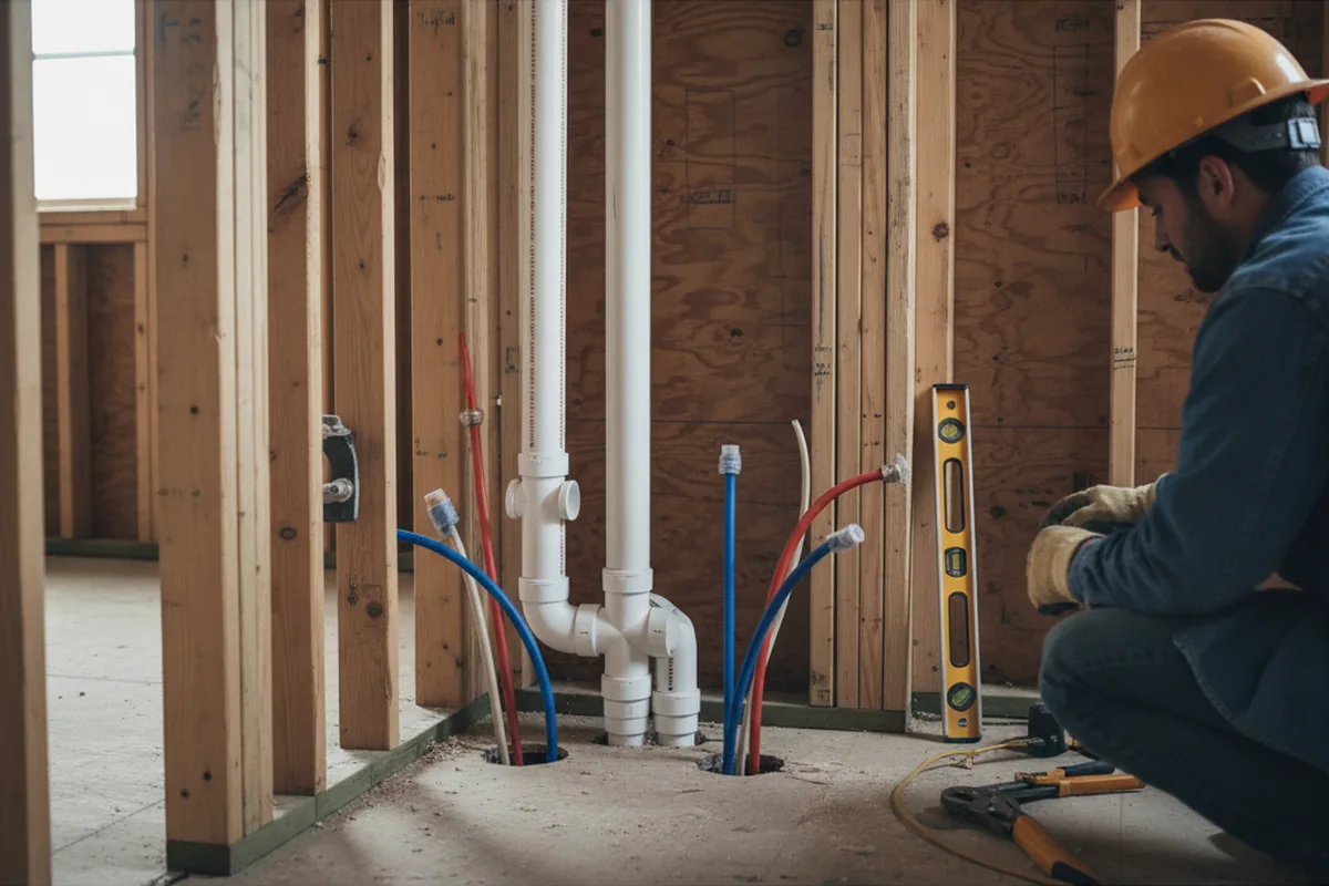 Drain and supply rough-in during Drain Cleaning in Quogue